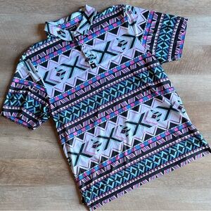 Bad Birdie Men’s Polo with Tribal Print XL